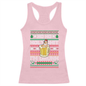 Funny Christmas Racerback Tank Top Ho Ho Holy Shit I'm Drunk Santa Drinking Beer TS09 Light Pink Print Your Wear