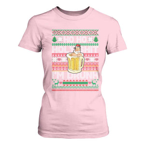 Funny Christmas T Shirt For Women Ho Ho Holy Shit I'm Drunk Santa Drinking Beer TS09 Light Pink Print Your Wear