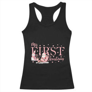 Cute First Christmas Racerback Tank Top Pink Santa Snowman TS09 Black Print Your Wear