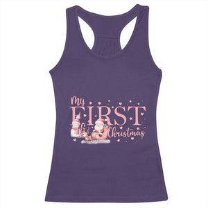 Cute First Christmas Racerback Tank Top Pink Santa Snowman TS09 Purple Print Your Wear