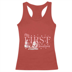 Cute First Christmas Racerback Tank Top Pink Santa Snowman TS09 Red Print Your Wear