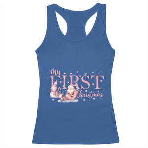 Cute First Christmas Racerback Tank Top Pink Santa Snowman TS09 Royal Blue Print Your Wear