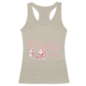 Cute First Christmas Racerback Tank Top Pink Santa Snowman TS09 Sand Print Your Wear