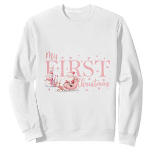 Cute First Christmas Sweatshirt Pink Santa Snowman TS09 White Print Your Wear