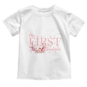 Cute First Christmas Toddler T Shirt Pink Santa Snowman TS09 White Print Your Wear
