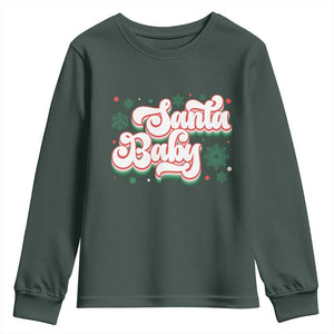 Funny Santa Baby Youth Sweatshirt TS09 Dark Forest Green Print Your Wear