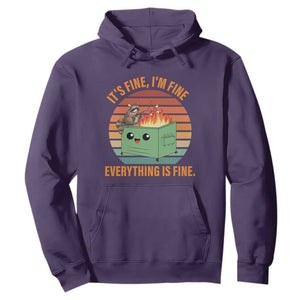 Funny Dumpster Fire Hoodie It's Fine I'm Fine Everything's Fine Raccoon TS09 Purple Print Your Wear