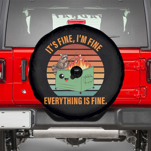 Funny Dumpster Fire Spare Tire Cover It's Fine I'm Fine Everything's Fine Raccoon TS09 Black Print Your Wear