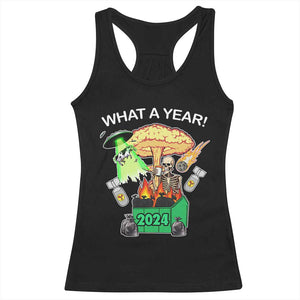 Funny Christmas What A Year Dumpster Fire Racerback Tank Top TS09 Black Print Your Wear