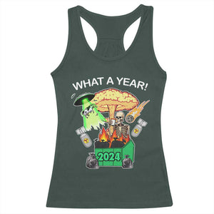 Funny Christmas What A Year Dumpster Fire Racerback Tank Top TS09 Dark Forest Green Print Your Wear