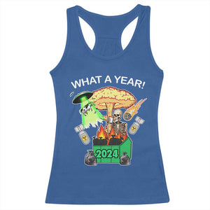 Funny Christmas What A Year Dumpster Fire Racerback Tank Top TS09 Royal Blue Print Your Wear
