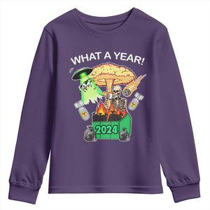 Funny Christmas What A Year Dumpster Fire Youth Sweatshirt TS09 Purple Print Your Wear