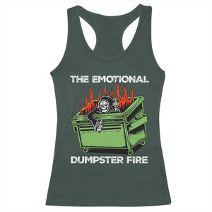 Funny Emotional Dumpster Fire Skeleton Racerback Tank Top TS09 Dark Forest Green Print Your Wear