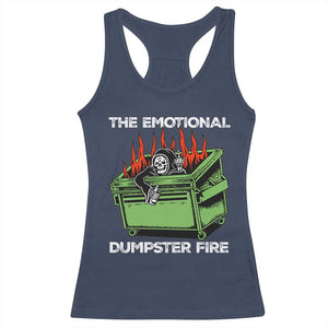 Funny Emotional Dumpster Fire Skeleton Racerback Tank Top TS09 Navy Print Your Wear