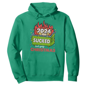 Funny Dumpster Fire Sucked But Yay Christmas 2024 Hoodie TS09 Irish Green Print Your Wear