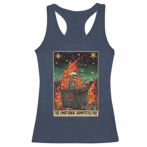 Emotional Dumpster Fire Skeleton Tarot Card Racerback Tank Top TS09 Navy Print Your Wear