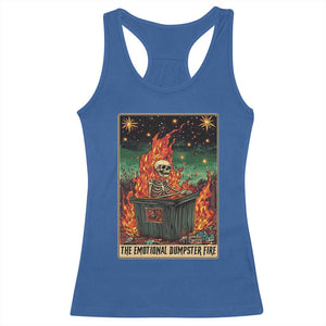 Emotional Dumpster Fire Skeleton Tarot Card Racerback Tank Top TS09 Royal Blue Print Your Wear