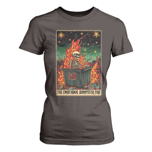 Emotional Dumpster Fire Skeleton Tarot Card T Shirt For Women TS09 Dark Chocolate Print Your Wear