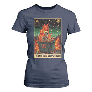 Emotional Dumpster Fire Skeleton Tarot Card T Shirt For Women TS09 Navy Print Your Wear