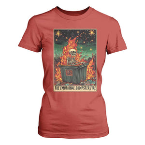 Emotional Dumpster Fire Skeleton Tarot Card T Shirt For Women TS09 Red Print Your Wear