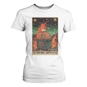Emotional Dumpster Fire Skeleton Tarot Card T Shirt For Women TS09 White Print Your Wear