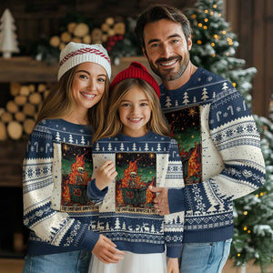 Emotional Dumpster Fire Skeleton Tarot Card Ugly Christmas Sweater TS09 Navy Print Your Wear