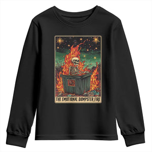 Emotional Dumpster Fire Skeleton Tarot Card Youth Sweatshirt TS09 Black Print Your Wear
