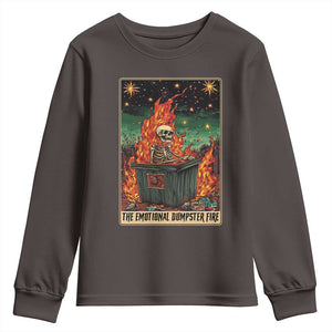 Emotional Dumpster Fire Skeleton Tarot Card Youth Sweatshirt TS09 Dark Chocolate Print Your Wear