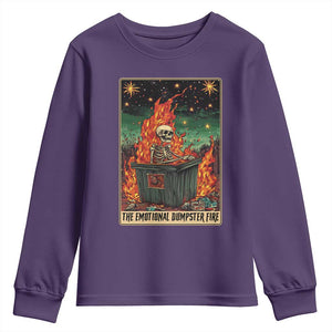 Emotional Dumpster Fire Skeleton Tarot Card Youth Sweatshirt TS09 Purple Print Your Wear