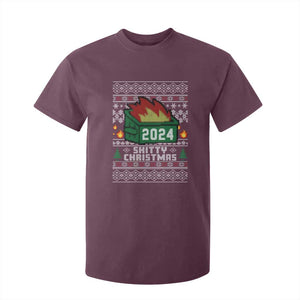 Funny Shitty Christmas 2024 Dumpster Fire T Shirt For Kid TS09 Maroon Print Your Wear