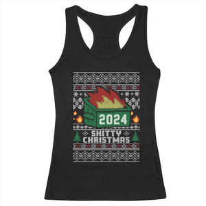 Funny Shitty Christmas 2024 Dumpster Fire Racerback Tank Top TS09 Black Print Your Wear