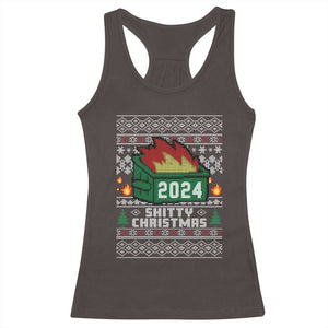 Funny Shitty Christmas 2024 Dumpster Fire Racerback Tank Top TS09 Dark Chocolate Print Your Wear