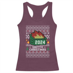 Funny Shitty Christmas 2024 Dumpster Fire Racerback Tank Top TS09 Maroon Print Your Wear