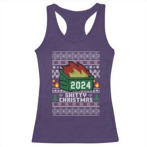 Funny Shitty Christmas 2024 Dumpster Fire Racerback Tank Top TS09 Purple Print Your Wear