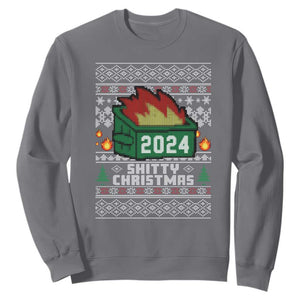 Funny Shitty Christmas 2024 Dumpster Fire Sweatshirt TS09 Charcoal Print Your Wear