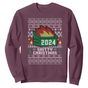Funny Shitty Christmas 2024 Dumpster Fire Sweatshirt TS09 Maroon Print Your Wear