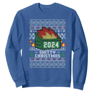 Funny Shitty Christmas 2024 Dumpster Fire Sweatshirt TS09 Royal Blue Print Your Wear