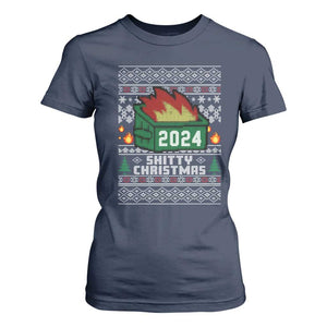 Funny Shitty Christmas 2024 Dumpster Fire T Shirt For Women TS09 Navy Print Your Wear