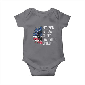 Funny My Son In Law Is My Favorite Child Baby Onesie American Flag Sunflower TS09 Charcoal Print Your Wear