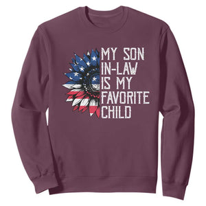 Funny My Son In Law Is My Favorite Child Sweatshirt American Flag Sunflower TS09 Maroon Print Your Wear