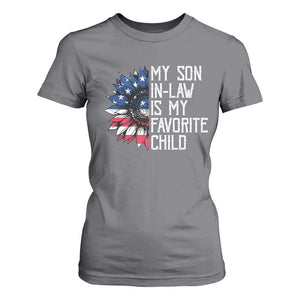 Funny My Son In Law Is My Favorite Child T Shirt For Women American Flag Sunflower TS09 Charcoal Print Your Wear