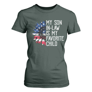 Funny My Son In Law Is My Favorite Child T Shirt For Women American Flag Sunflower TS09 Dark Forest Green Print Your Wear