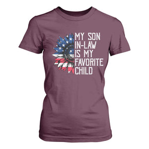Funny My Son In Law Is My Favorite Child T Shirt For Women American Flag Sunflower TS09 Maroon Print Your Wear