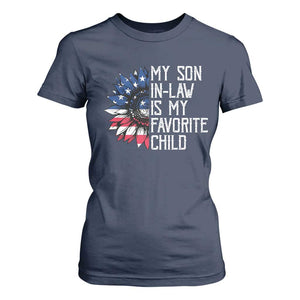 Funny My Son In Law Is My Favorite Child T Shirt For Women American Flag Sunflower TS09 Navy Print Your Wear