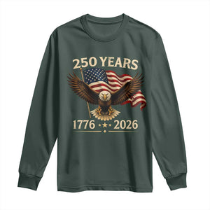 250 Anniversary USA Patriotic Eagle Long Sleeve Shirt 250th 4th Of July 1776 2026 Flag TS10 Dark Forest Green Print Your Wear