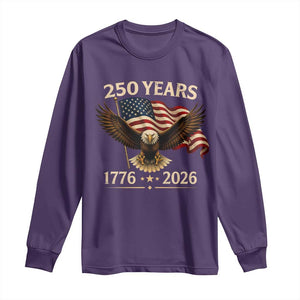 250 Anniversary USA Patriotic Eagle Long Sleeve Shirt 250th 4th Of July 1776 2026 Flag TS10 Purple Print Your Wear