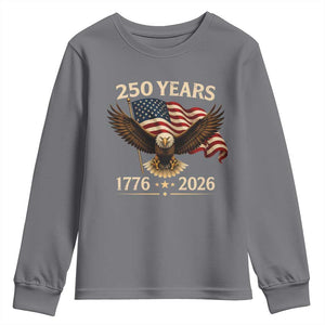 250 Anniversary USA Patriotic Eagle Youth Sweatshirt 250th 4th Of July 1776 2026 Flag TS10 Charcoal Print Your Wear