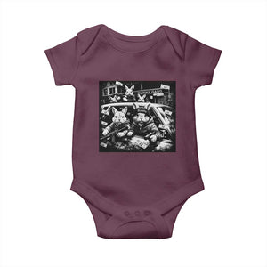 Funny Bunny Gang Baby Onesie Vintage Rabbit Meme TS10 Maroon Print Your Wear