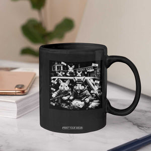 Funny Bunny Gang Coffee Mug Vintage Rabbit Meme TS10 Print Your Wear