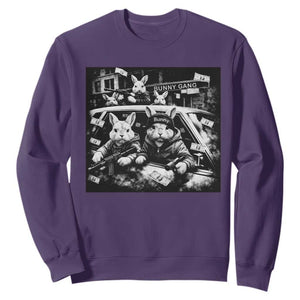 Funny Bunny Gang Sweatshirt Vintage Rabbit Meme TS10 Purple Print Your Wear